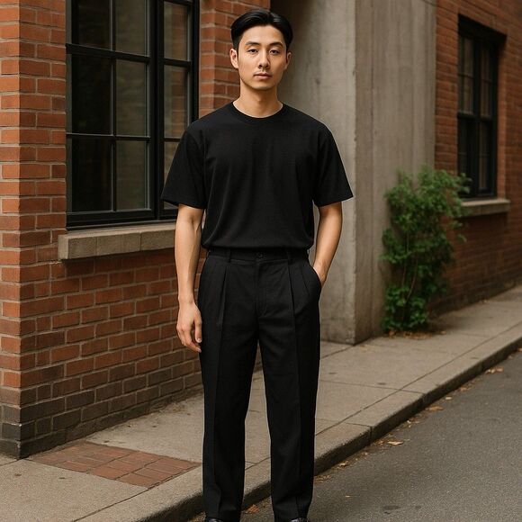 Ralph Ralph Lauren Charcoal Gray Micro Checks Pleated Cuffed Dress Pants 36 x 34 - Picture 13 of 13